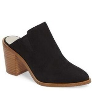 1. Slate Black Open Back Mule Block Heels Size 9